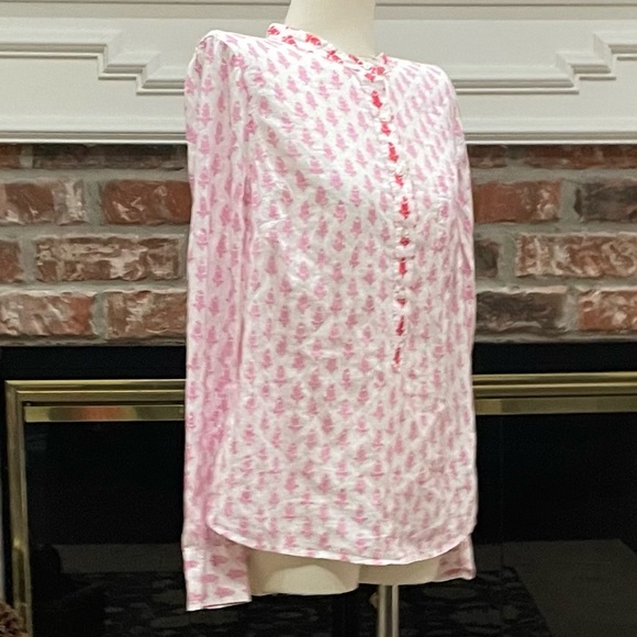 J. Crew leaf print, button up, pink and red blouse / S / Excellent condition - Picture 4 of 14